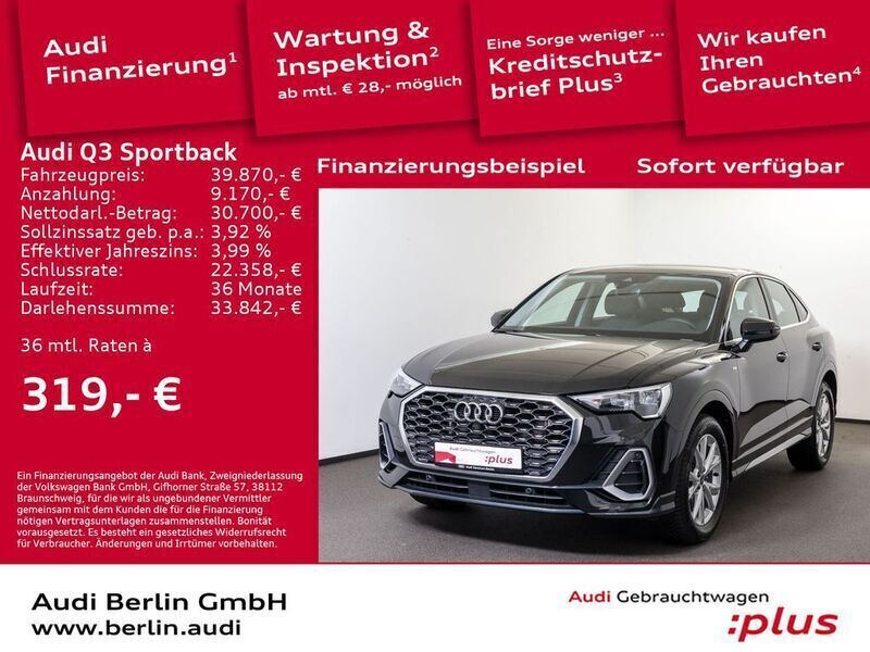 Mythosschwarz metallic Gebraucht 2024 Audi Q3 Sportback S-Line SUV | 40.870 € (Guter Preis) - Bild 1/3