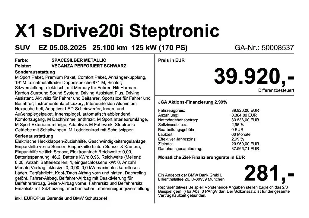 Gebraucht BMW X1 Performance 170 PS (125 kW) 2025 Silber SUV