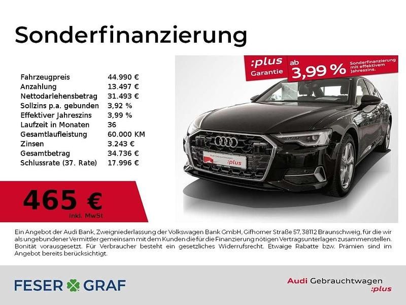 Mythosschwarz metallic Gebraucht 2024 Audi A6 Advanced Limousine | 44.990 € - Bild 1/3