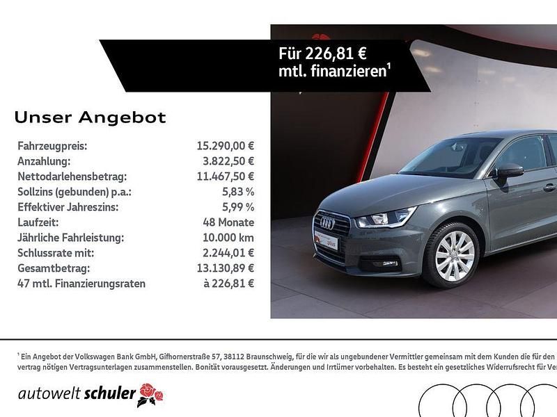 Nanograu metallic Gebraucht 2017 Audi A1 Sportback Basis Kleinwagen | 14.690 € (Fairer Preis) - Bild 1/4