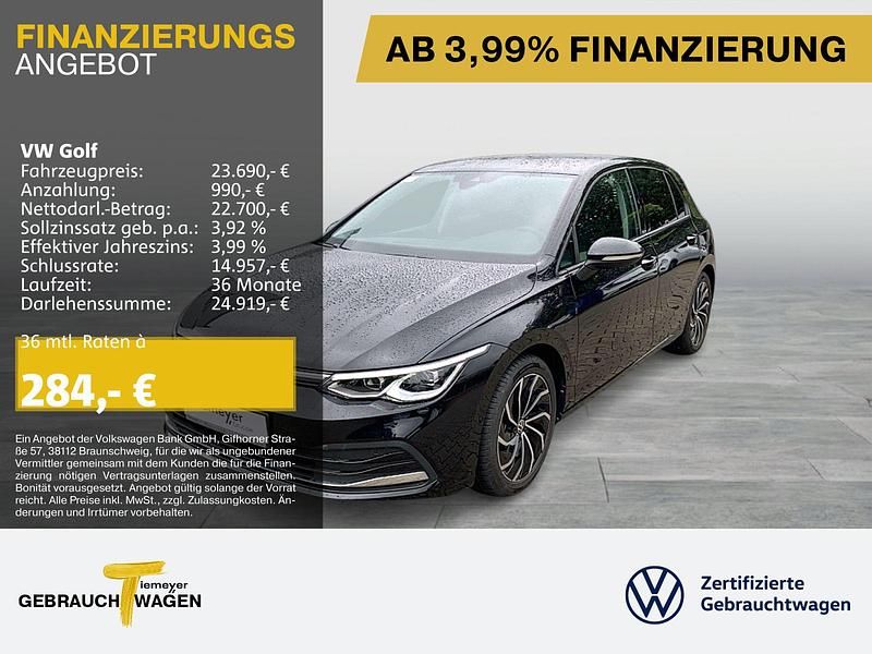 Schwarz Gebraucht 2022 VW Golf VIII Active Limousine | 22.970 € (Guter Preis) - Bild 1/4