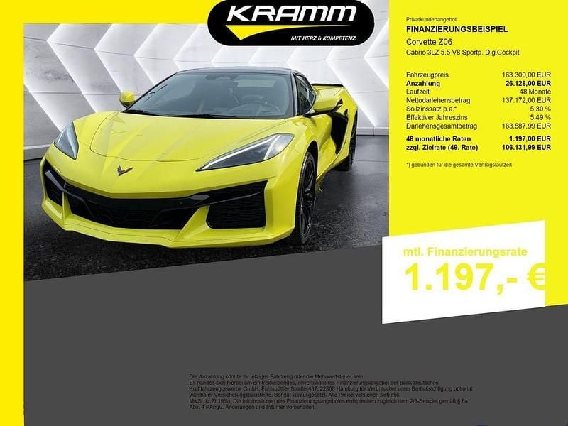 Neu Corvette Z06 646 PS (475 kW) 2025 Gelb Cabrio