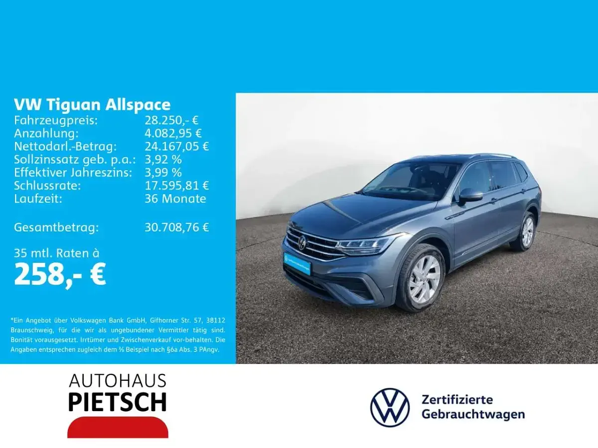 Gebraucht VW Tiguan Allspace Life 150 PS (110 kW) 2022 Grau SUV