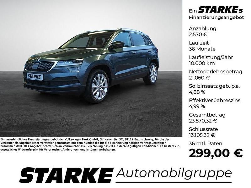 Business grau metallic met. Gebraucht 2021 Skoda Karoq Clever SUV | 23.630 € (Fairer Preis) - Bild 1/4