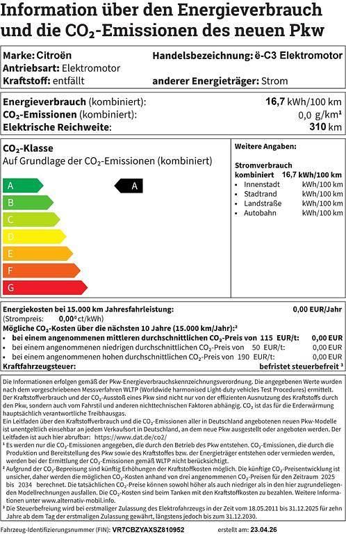 Neu Citroën e-C3 83 kW (113 PS) 2026 Weiß Limousine