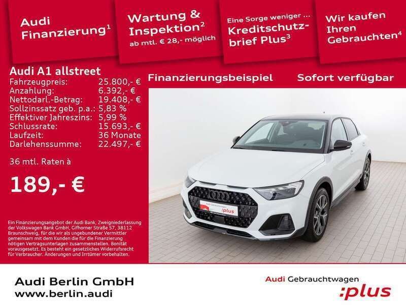 Gletscherweiß metallic Gebraucht 2023 Audi A1 S-Line Kleinwagen | 25.800 € (Fairer Preis) - Bild 1/3