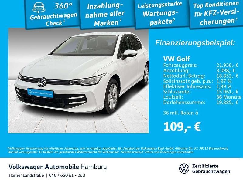 Pure white Gebraucht 2024 VW Golf VIII Life Limousine | 24.490 € (Fairer Preis) - Bild 1/3