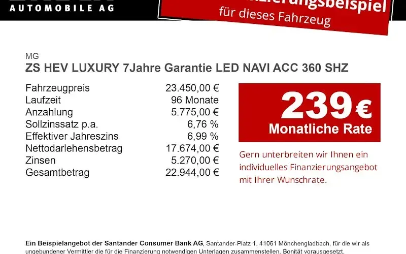 Neu MG ZS Luxury 197 PS (144 kW) 2026 Silber SUV