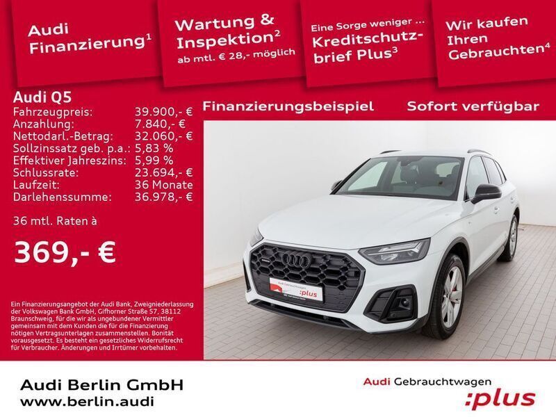 Gletscherweiß metallic Gebraucht 2021 Audi Q5 Ambiente SUV | 42.500 € (Teuer) - Bild 1/3