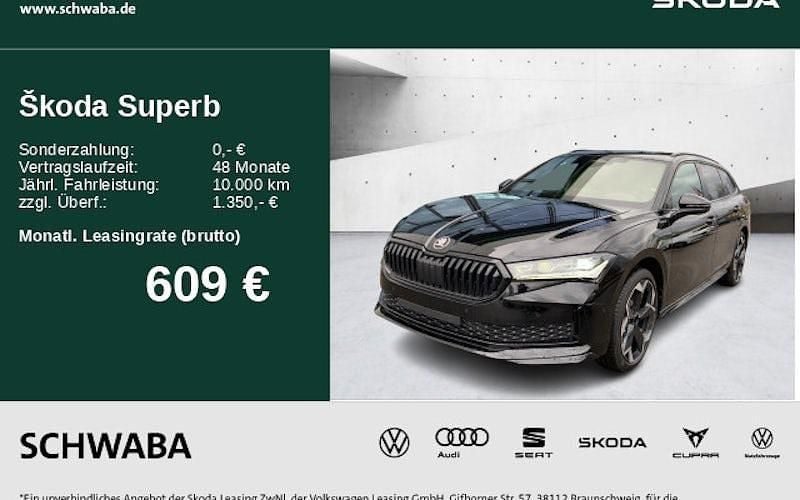 Schwarz Neu 2025 Skoda Superb SportLine Kombi | 58.380 € (Teuer) - Bild 1/4