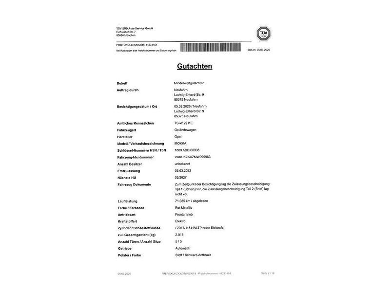 Gebraucht Opel Mokka-e Edition 100 kW (136 PS) 2022 Power rot/kosmos rot SUV