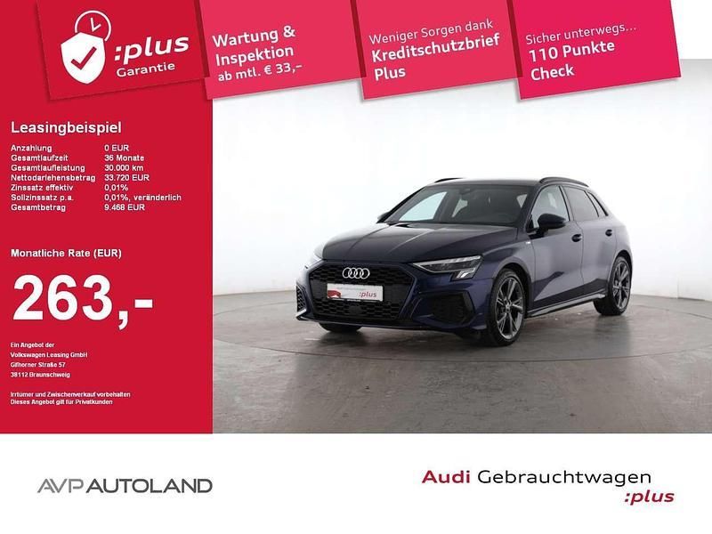 Navarrablau metallic Gebraucht 2024 Audi A3 Sportback S-Line Limousine | 32.970 € (Guter Preis) - Bild 1/3