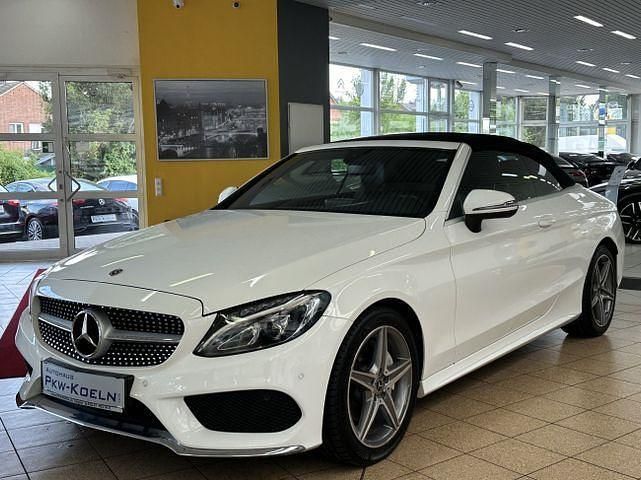 Polarweiss unilack Gebraucht 2017 Mercedes C200 AMG line Cabrio | 23.999 € (Fairer Preis) - Bild 1/4