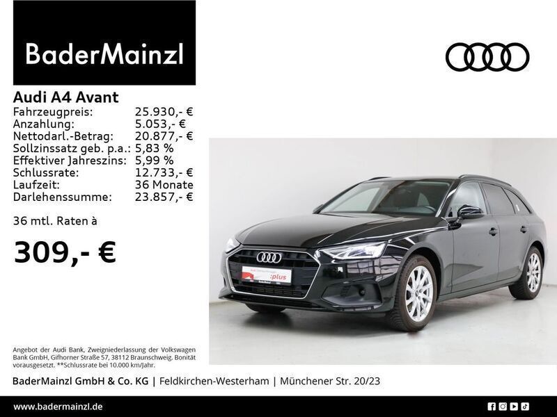 Mythosschwarz metallic Gebraucht 2022 Audi A4 Kombi | 25.930 € (Superpreis) - Bild 1/3