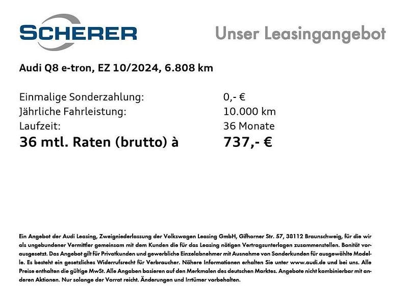 Gebraucht Audi Q8 e-tron Advanced Plus 300 kW (408 PS) 2024 Manhattangrau metallic (metallic) SUV