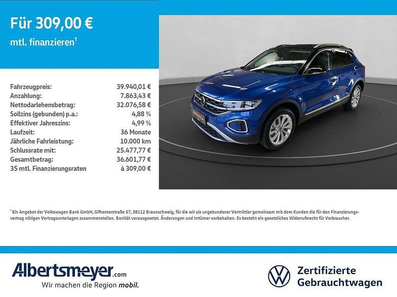 Blau Gebraucht 2025 VW T-Roc Style SUV | 32.438 € (Guter Preis) - Bild 1/4