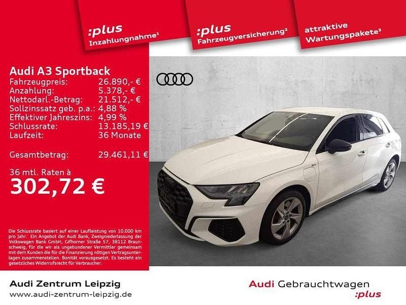 Ibisweiß Gebraucht 2022 Audi A3 Sportback e-tron S-Line Kleinwagen | 26.890 € (Guter Preis) - Bild 1/3