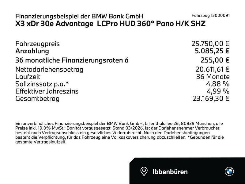 Gebraucht BMW X3 Advantage 292 PS (214 kW) 2021 Black sapphire (schwarz) SUV