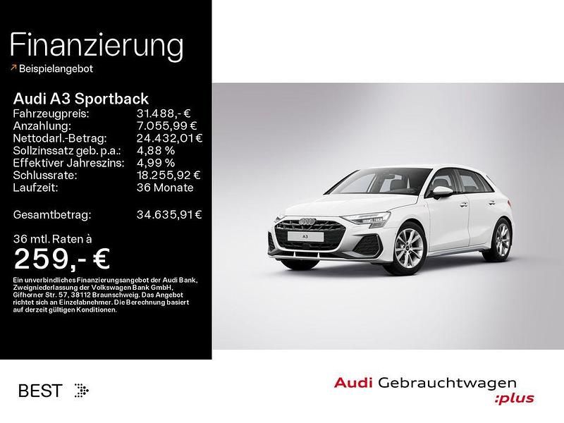 Weiß Gebraucht 2024 Audi A3 Sportback Business Limousine | 31.488 € (Guter Preis) - Bild 1/3