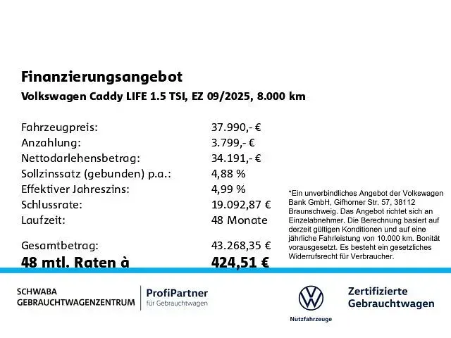 Gebraucht VW Caddy Life 150 PS (110 kW) 2025 Grau Van / Kleinbus
