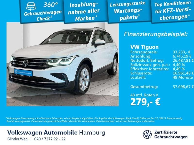 Weiß Gebraucht 2022 VW Tiguan Elegance SUV | 33.233 € (Fairer Preis) - Bild 1/3