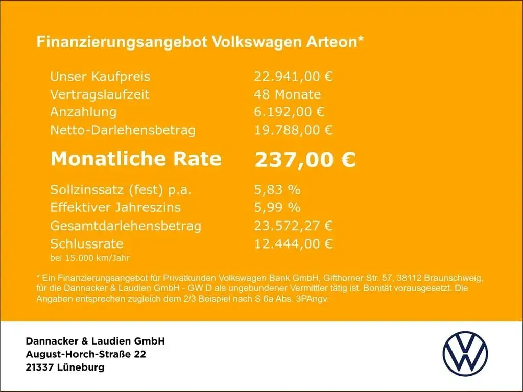 Gebraucht VW Arteon Elegance 190 PS (139 kW) 2022 Mondsteingrau Kombi