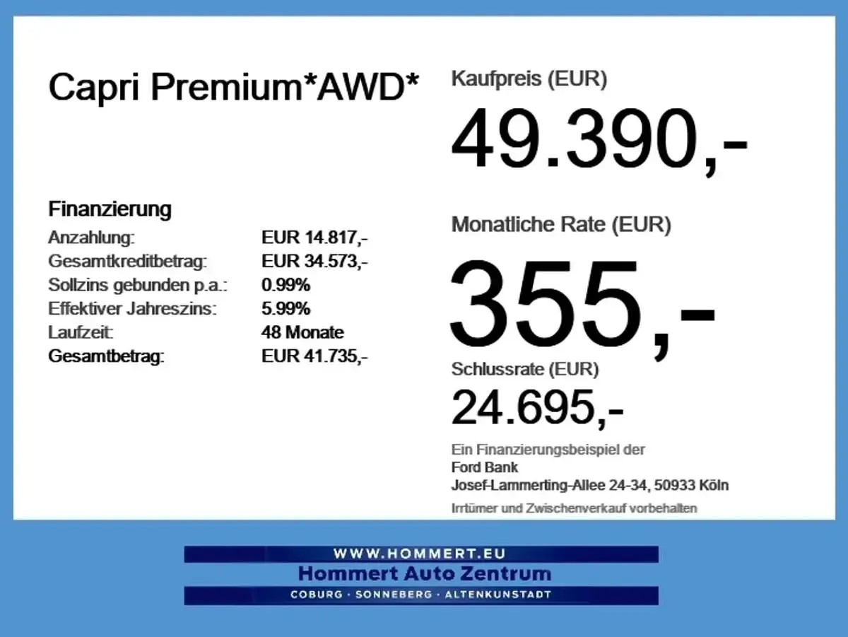 Nowe Ford Capri Extended Range 250 kW (340 KM) 2026 Niebieski SUV