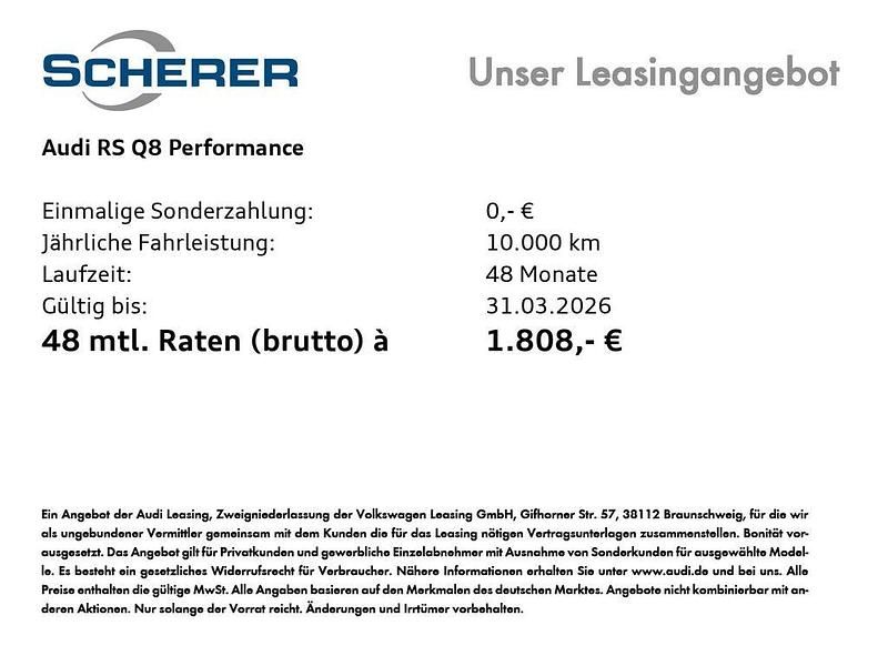 Neu Audi RS Q8 Performance 640 PS (470 kW) 2026 Weiß SUV