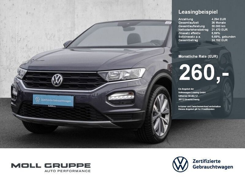 Schwarz Gebraucht 2021 VW T-Roc Cabriolet Style Cabrio | 21.480 € (Guter Preis) - Bild 1/2
