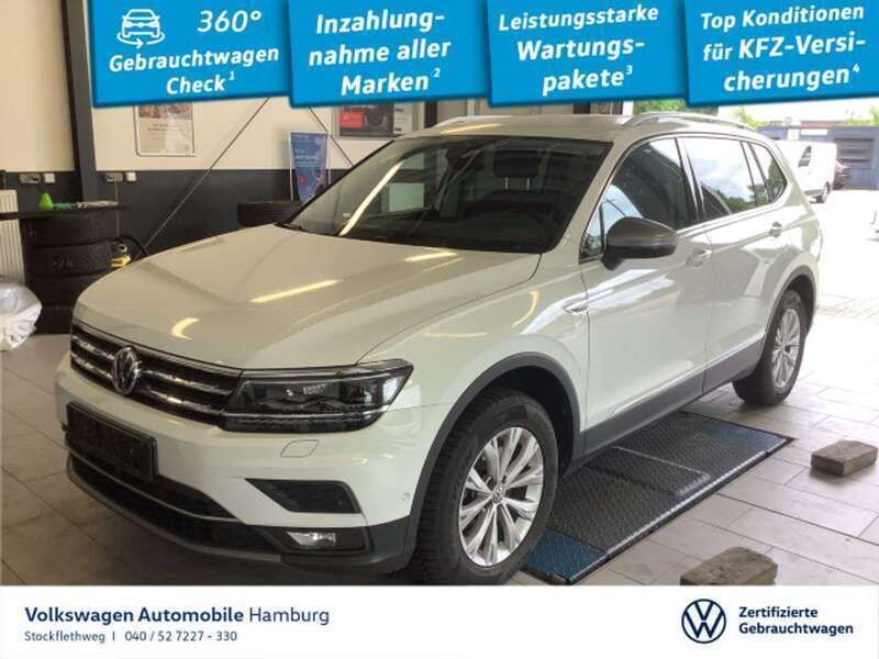 0q pure white Gebraucht 2021 VW Tiguan Allspace Highline SUV | 35.480 € (Guter Preis) - Bild 1/3