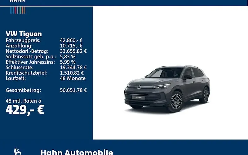 Neu VW Tiguan Life 150 PS (110 kW) 2026 Grau SUV