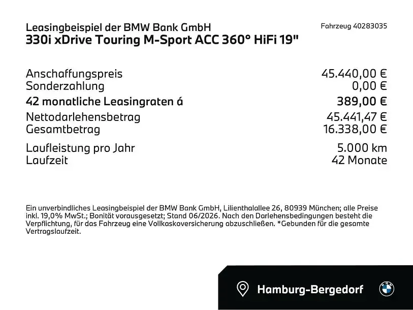 Gebraucht BMW 330 Shadowline 246 PS (180 kW) 2025 Skyscraper grau (grau) Kombi