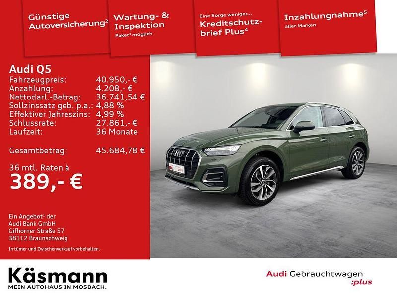 Distriktgrün metallic (metallic) Gebraucht 2022 Audi Q5 Ambiente SUV | 40.950 € (Guter Preis) - Bild 1/4