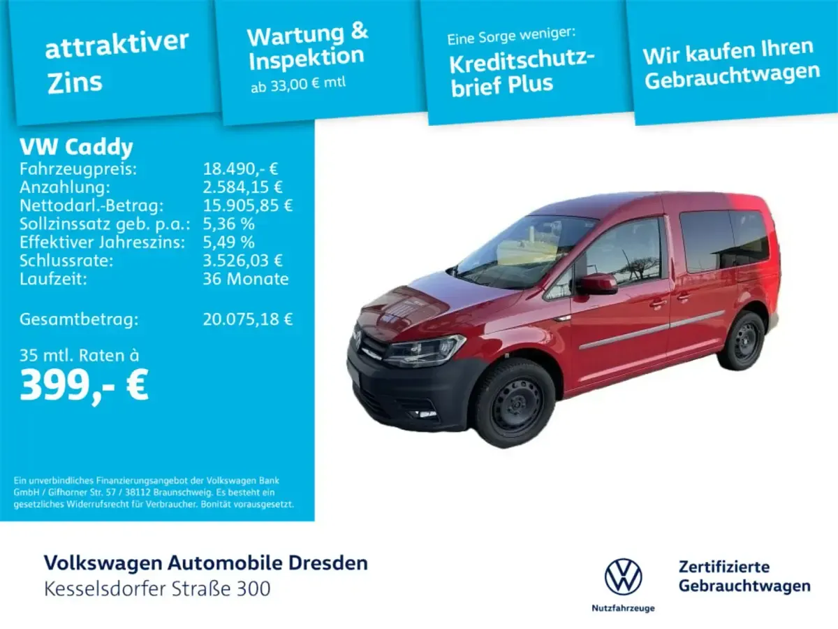Gebraucht VW Caddy Trendline 125 PS (91 kW) 2017 Van / Kleinbus