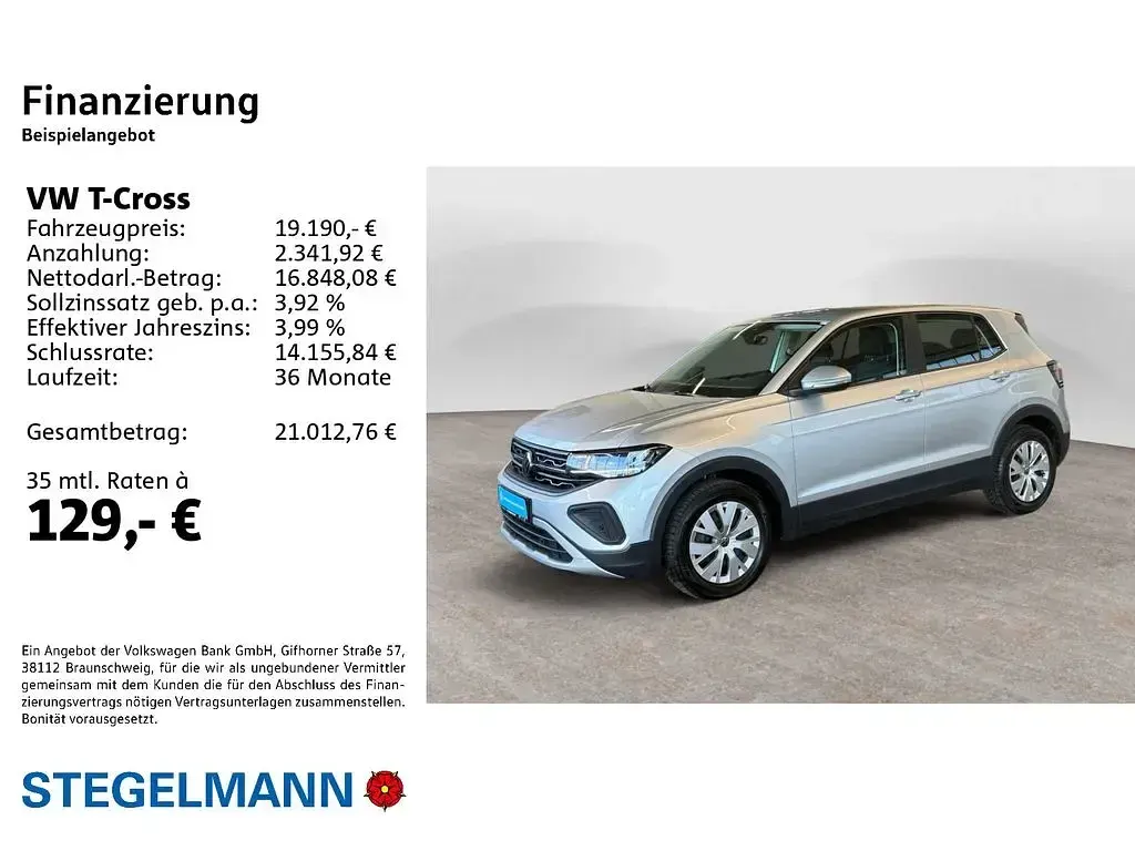 Gebraucht VW T-Cross S 95 PS (69 kW) 2025 Silber SUV