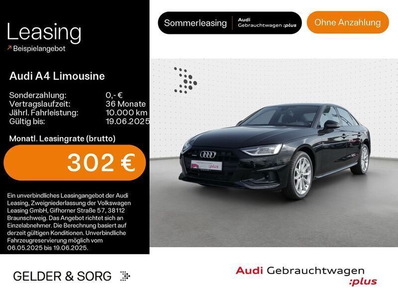 Mythosschwarz metallic Gebraucht 2024 Audi A4 Advanced Plus Limousine | 34.680 € (Guter Preis) - Bild 1/4