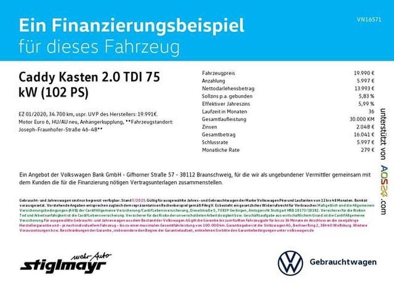 Gebraucht VW Caddy 102 PS (75 kW) 2020 Candyweiß Van / Kleinbus