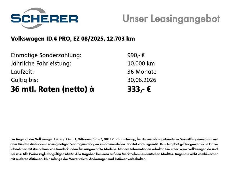 Gebraucht VW ID.4 Pro 210 kW (286 PS) 2025 Costa azul metallic schwarz SUV