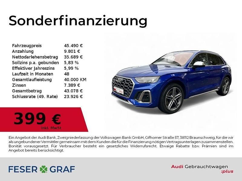 Ultrablau metallic Gebraucht 2021 Audi SQ5 Ambiente SUV | 45.490 € (Superpreis) - Bild 1/4