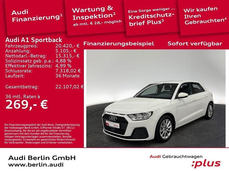Cortinaweiß Gebraucht 2021 Audi A1 Sportback Design Kleinwagen | 20.420 € (Fairer Preis) - Bild 1/3