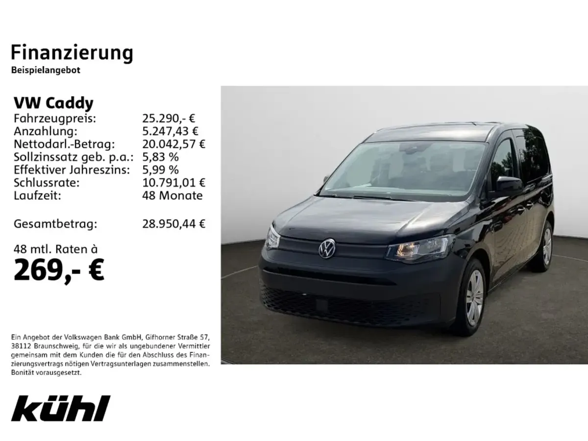 Gebraucht VW Caddy Basis 114 PS (83 kW) 2021 Deep black perleffekt Van / Kleinbus