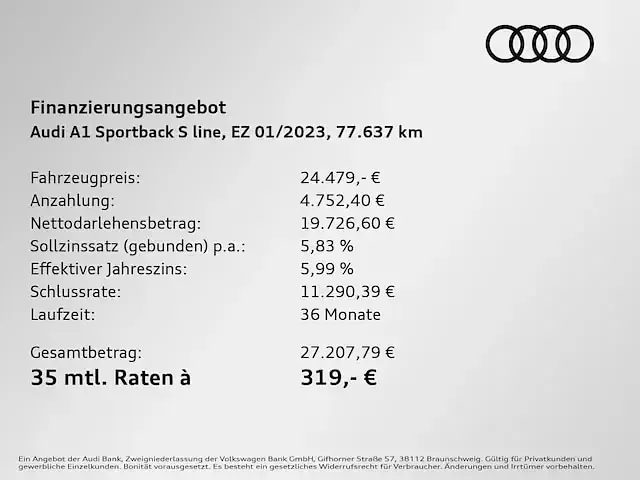 Gebraucht Audi A1 Sportback S-Line 150 PS (110 kW) 2023 Grau Kleinwagen