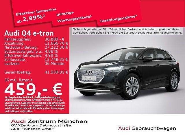 Mythosschwarz metallic Gebraucht 2023 Audi Q4 e-tron Advanced SUV | 38.889 € (Teuer) - Bild 1/2