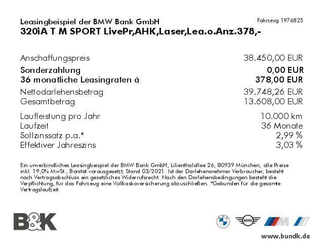 Gebraucht BMW 320 M Sport 184 PS (135 kW) 2020 Weiß metallic Kombi