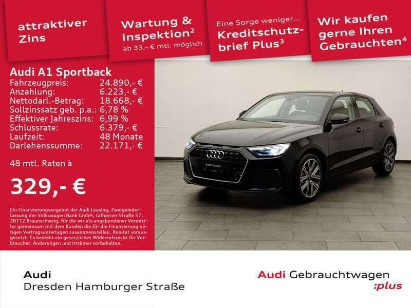Mythosschwarz metallic Gebraucht 2025 Audi A1 Advanced Plus Kleinwagen | 24.890 € (Guter Preis) - Bild 1/3