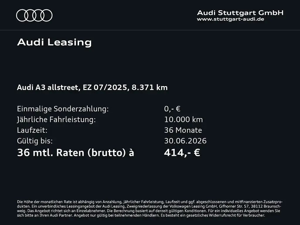 Używany Audi A3 Performance 204 KM (150 kW) 2025 Biały Sedan/Limuzyna