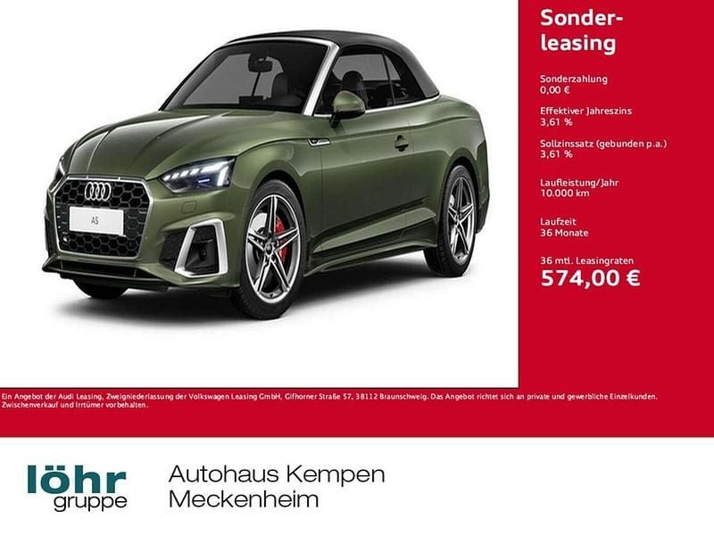 Distriktgrün metallic Gebraucht 2024 Audi A5 Cabriolet S-Line Cabrio | 54.980 € (Fairer Preis) - Bild 1/4