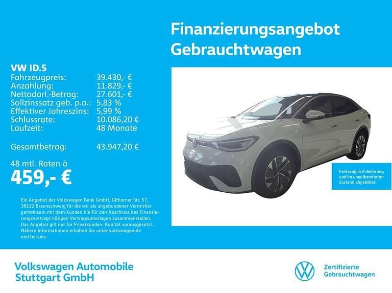 Gletscherweiß metallic/schwarz Gebraucht 2025 VW ID.5 Pro SUV | 39.430 € - Bild 1/4