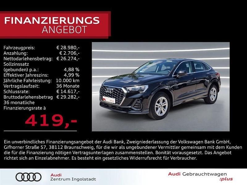 Mythosschwarz metallic Gebraucht 2022 Audi Q3 Sportback Design SUV | 28.980 € (Guter Preis) - Bild 1/3