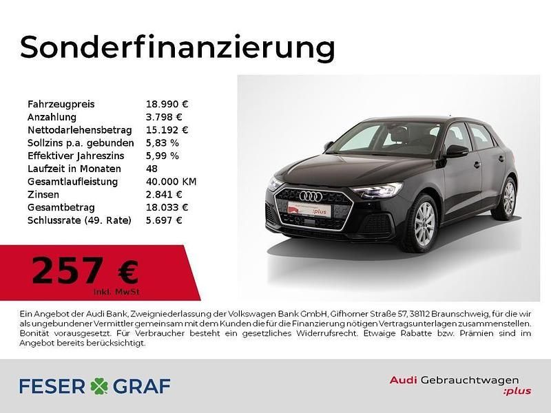 Mythosschwarz metallic Gebraucht 2024 Audi A1 Sportback Advanced Kleinwagen | 18.990 € (Superpreis) - Bild 1/3